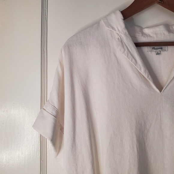 Madewell Linen-Blend Hayden Popover Top – Size S - White - Picture 2 of 7